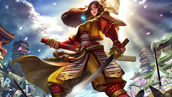 Обои на рабочий стол Amaterasu / Аматерасу из игры Smite, by MarmaduX