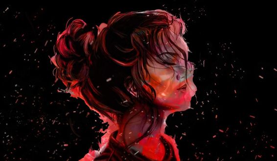 Обои на рабочий стол Портрет девушки на черном фоне, by Erika Saguran