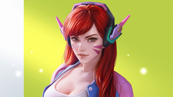 Обои на рабочий стол D. VA / Ханна Сон из игры Overwatch / Дозор, by Jey Rain