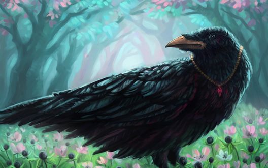 Обои на рабочий стол Ворон с медальоном, by Alex Vagner