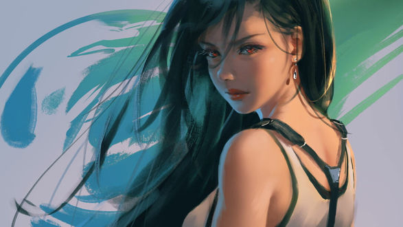 Обои на рабочий стол Девушка с длинными волосами, by GUWEIZ