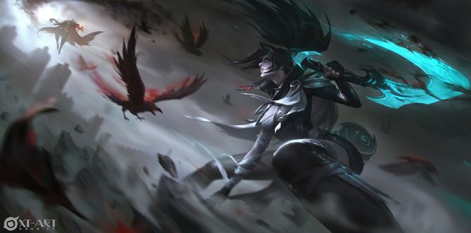Обои на рабочий стол Akali / Акали из игры League of Legends / Лига Легенд, by exia xiaotong