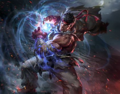 Обои на рабочий стол Ryu / Рю из игры Street Fighter / Уличный Боец, by jeremy chong