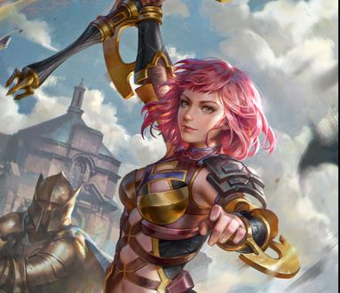 Обои на рабочий стол Девушка-воин Sophie-A / Софи-А из игры Mobius Final Fantasy, by jeremy chong