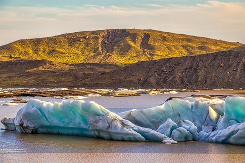 Обои на рабочий стол Исландия ледник Ice на фоне гор и неба, by Andrzej