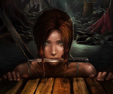 Обои на рабочий стол Lara Croft / Лара Крофт из игры Tomb Raider / Расхитительница гробниц, by Frankiew Yip