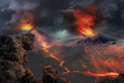 Обои на рабочий стол Действующие огненные вулканы, by enriquelopezgarre