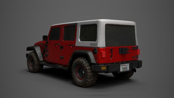 Обои на рабочий стол Jeep Wrangler / Джип Вранглер на сером фоне, by Akhil Johny