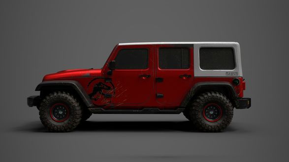 Обои на рабочий стол Jeep Wrangler / Джип Вранглер на сером фоне, by Akhil Johny