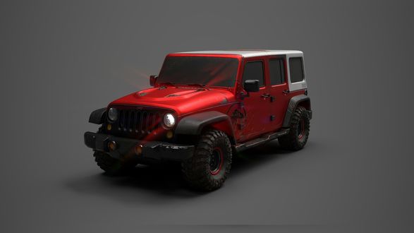 Обои на рабочий стол Jeep Wrangler / Джип Вранглер на сером фоне, by Akhil Johny