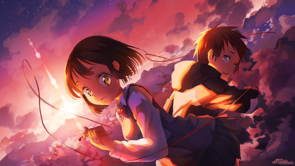 Обои на рабочий стол Taki Tachibana / Таки Татибана и Mitsuha Miyamizu / Мицуха Миямидзу из полнометражного аниме Kimi no Na wa./Твое имя, by GZery