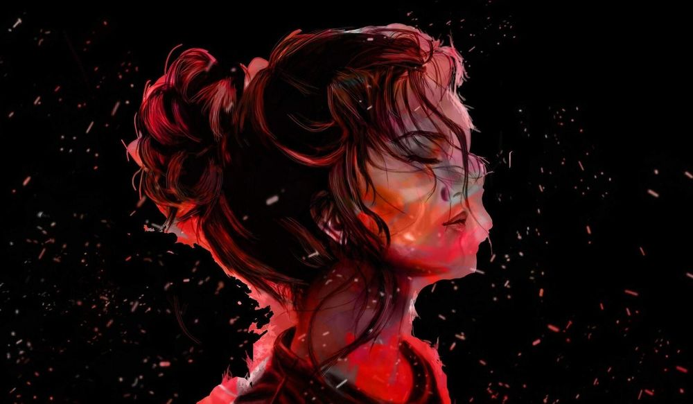 Обои для рабочего стола Портрет девушки на черном фоне, by Erika Saguran
