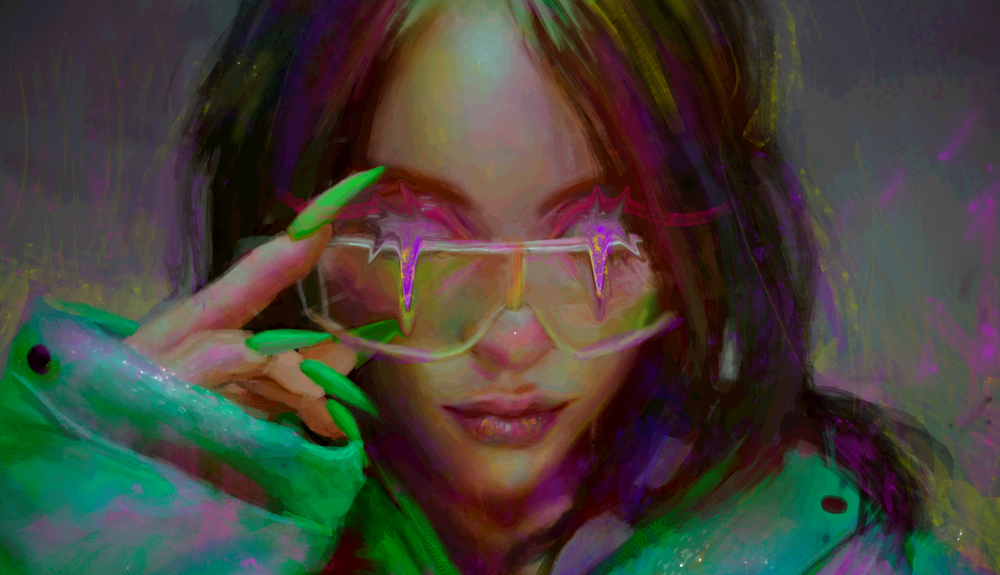 Обои для рабочего стола Девушка в очках, by morgyuk
