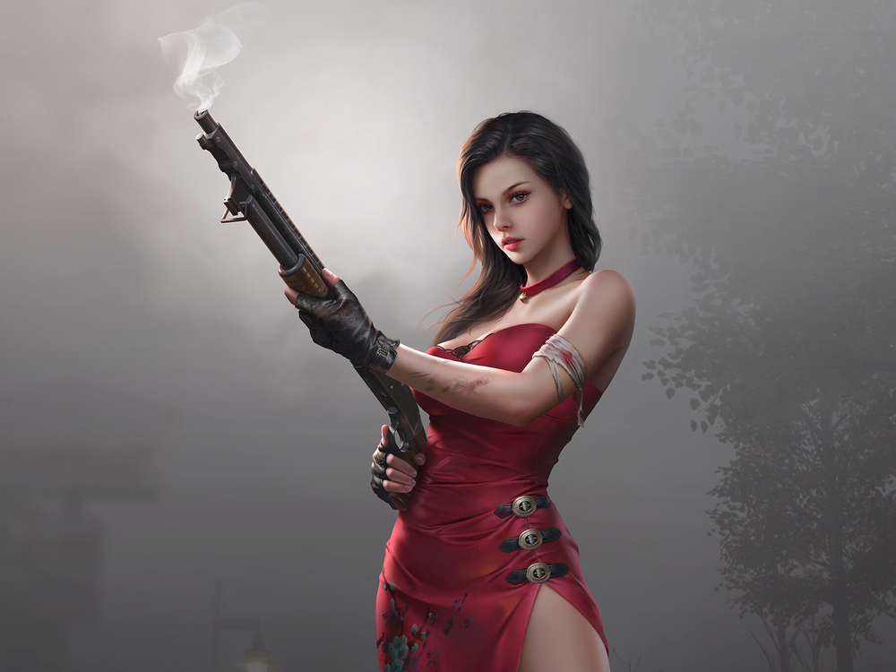 Обои для рабочего стола Ada Wong / Ада Вонг из игры Resident Evil / Обитель зла, by Yang chen