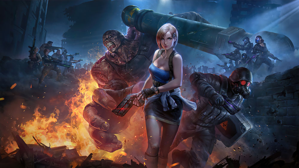 Обои для рабочего стола Jill Valentine / Джилл Валентайн и другие герои игры Resident Evil / Обитель зла, by jeremy chong