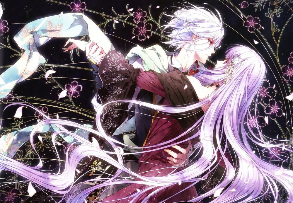 Обои для рабочего стола Виолетта / Violette и Orpheus кружатся в танце из отоме-игры Королева цветов / Reine des Fleurs, by Usuba Kagerou