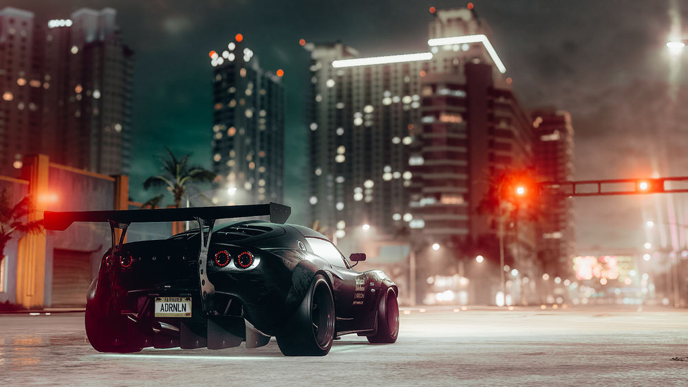 Обои для рабочего стола Lotus Exige Cup на улице ночного города, by Madz Rolly