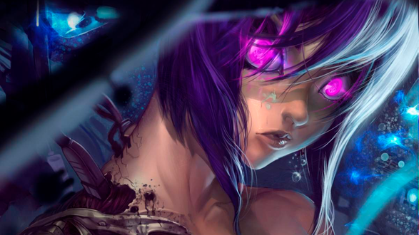 Обои на рабочий стол Motoko Kusanagi / Мотоко Кусанаги из аниме Ghost in the Shell / Призрак в доспехах, by elsevilla