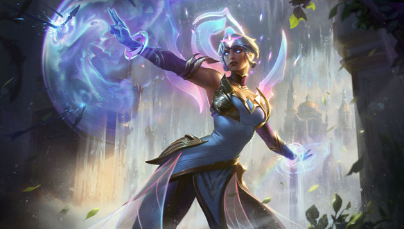 Обои на рабочий стол Sun Goddess Karma / Богиня Солнца Карма из игры League of Legends / Лига Легенд, by clarewyc