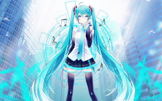 Обои на рабочий стол Vocaloid Hatsune Miku / Вокалоид Хатсунэ Мику, by Tsadeek