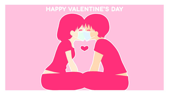 Обои на рабочий стол Парень и девушка с масками на лице, (Happy Valentines Day / С Днем Святого Валентина), by Mikeinel