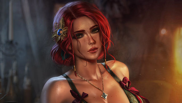 Обои на рабочий стол Triss Merigold / Трисс Меригольд из игры The Witcher 3: Wild Hunt / Ведьмак 3: Дикая Охота, by logan cure