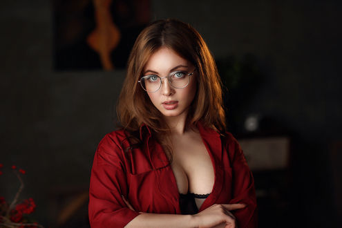 Обои на рабочий стол Модель Елена в очках, by Dmitry Arhar