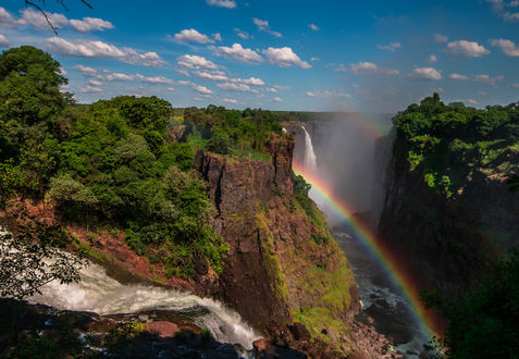 Обои на рабочий стол Радуга над водопадом Виктория / Victoria, Африка / Africa