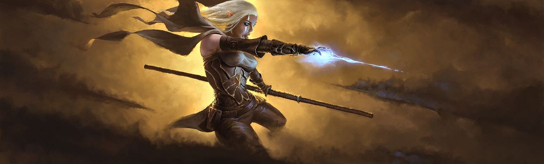 Обои на рабочий стол Девушка-Elf Mage / Эльф-Маг, by Johan Espling