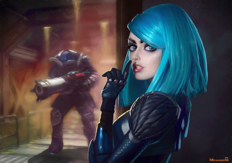 Обои на рабочий стол Девушка-солдат Nyx из игры Quake, by Mironishin Story