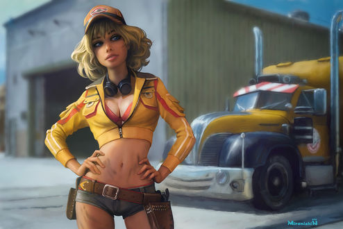 Обои на рабочий стол Cindy Aurum / Синди Аурум из игры Final Fantasy XV / Последняя фантазия XV, by Mironishin Story