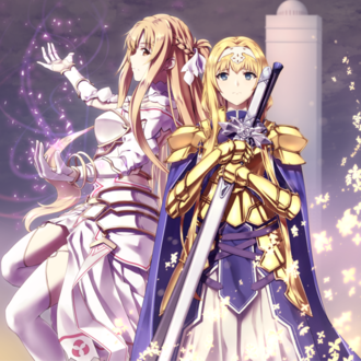 Обои на рабочий стол Alice / Алиса и Asuna / Асуна из аниме Sword Art Online Alicization / Мастера Меча Онлайн Алисизация