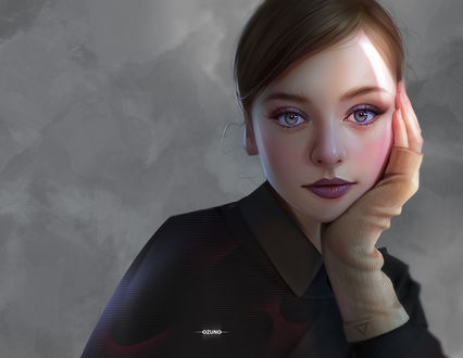 Обои на рабочий стол Портрет милой шатенки, by Huy Ozuno