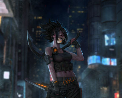 Обои на рабочий стол Akali / Акали из игры League of Legends / Лига Легенд, by Hyeon Gwan Nam