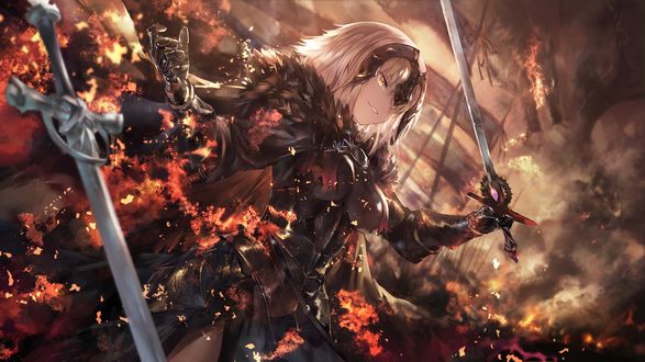 Обои на рабочий стол Avenger / Эвенджер, Jeanne dArc Alter / Жанна д’Арк Альтер из онлайн RPG игры Fate: Grand Order / Судьба: Великий Приказ