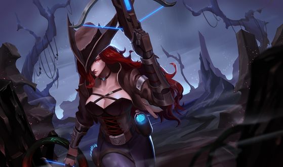 Обои на рабочий стол Miss Fortune / Мисс Фортуна, арт к игре League of Legends / Лига Легенд, by Proxy UA