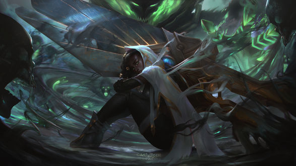 Обои на рабочий стол Senna / Сенна из игры League of Legends, by Paul Nong
