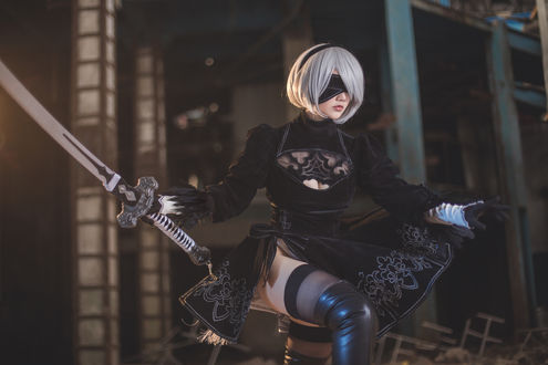 Обои на рабочий стол Косплей YoRHa №2 тип B из игры NieR: Automata