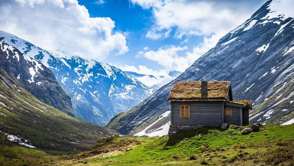 Обои для рабочего стола Домик в горах, Норвегия / Norway