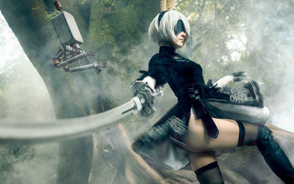 Обои для рабочего стола Косплей YoRHa №2 тип B из игры NieR: Automata