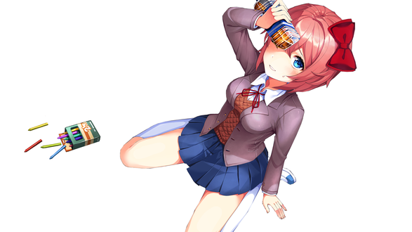 Обои на рабочий стол Sayori / Сайори из игры Doki Doki Literature Club, by bloomsama