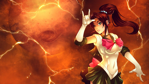 Обои на рабочий стол Sailor Jupiter / Сейлор Юпитер из аниме Bishoujo Senshi Sailor Moon / Красавица-воин Сейлор Мун, by Fred-H