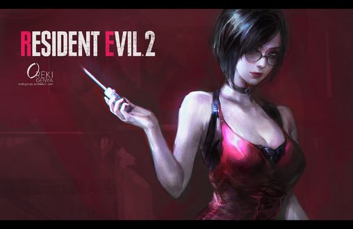 Обои на рабочий стол Ada Wong / Ада Вонг из игры Resident Evil 2 / Обитель зла 2, by Oreki Genya