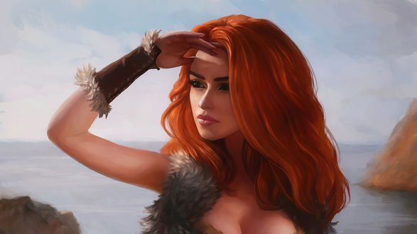 Обои на рабочий стол Barbarian girl / Девушка-Варвар, by Mironishin Story