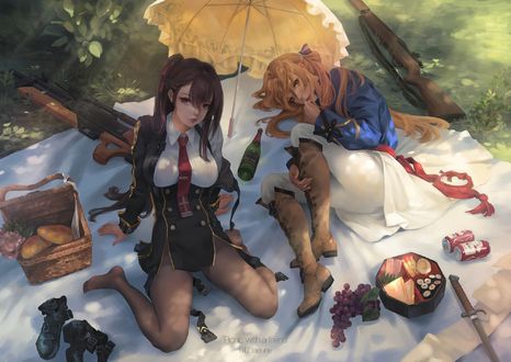 Обои на рабочий стол Девушки на пикнике, by Taejune Kim