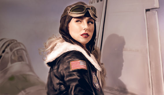 Обои на рабочий стол Девушка-Pilot / пилот, by Vladimir MineeV