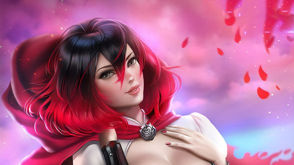 Обои на рабочий стол Ruby Rose / Руби Роуз из аниме RWBY / Красный, Белый, Черный, Желтый, by Ayyasap