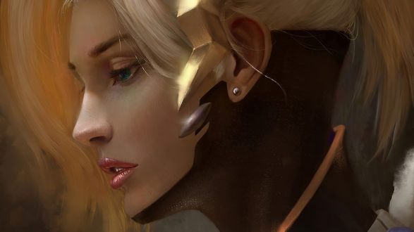 Обои на рабочий стол Mercy / Ангел / Ангела Циглер из игры Overwatch / Дозор, by Boyu Yang