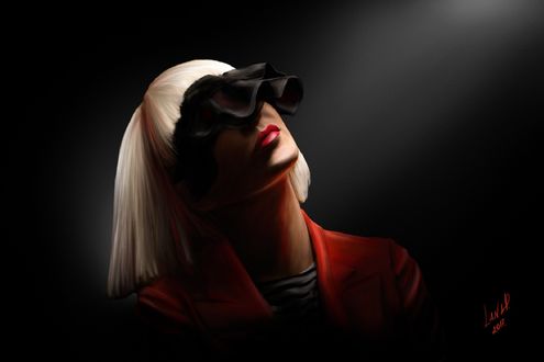 Обои на рабочий стол Девушка - блондинка с полузакрытым лицом, автор Lana Petriv