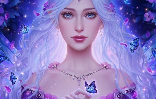 Обои на рабочий стол Девушка с бабочкой, by Riikka Sofia Riekkinen